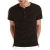 Hisir Camicia Henley Uomo Estate Classica Cotone Manica Corta Button Down Camicia Casual Uomo Camicie