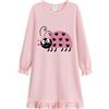 DHASIUE Camicia da notte da ragazza a maniche lunghe, in cotone, motivo | Camicia da notte in 100% cotone con orlo increspato per dormire, casa e pernottamenti.