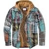 ZDJSWJ Giacca con cappuccio classica a quadri da uomo Sherpa Lined Fleece Flannel Coat Full Zip Inverno Thick Hooded Jacket