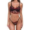 Carré Chic Set Lingerie con Ricamo Floreale | Reggiseno Longline Trasparente e Perizoma Abbinato