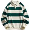 PROVIMIR Polo da rugby a righe da uomo, classica maglia a maniche lunghe | Classiche strisce da rugby per uno stile preppy. Tessuto lavorato a maglia per una vestibilità comoda. Il colletto polo