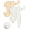 WYTbaby 2 pigiami neonato cotone zip piedini 0-18 mesi | Cotone 95% con elastan, doppia zip, piedini antiscivolo e coprimani per bebè.