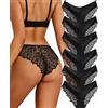 ALL OF SHE Mutande Donna Senza Cuciture Brasiliana Slip in Pizzo | Slip Brasiliani Da Donna, Invisibili, Sexy, In Pizzo Elegante, Traspiranti, Ideali Come Pratico Regalo,Confezione Da 6,S-XL