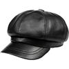 Generic Cappello da donna invernale in vera pelle Newsboy Solid Baker Vintage Cap
