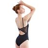 DanceDaily Body da ginnastica da donna, con schiena scoperta, per danza, yoga, ballerina, colore nero