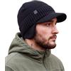 Hat Hut Berretto in Lana con Visiera, Cappello Invernale Foderato in Pile | Berretto invernale in lana con visiera, caldo, foderato in pile con paraorecchie, Beanie Uomo Cappello da Baseball Invernale