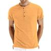 Hisir Camicia Henley Uomo Estate Classica Cotone Manica Corta Button Down Camicia Casual Uomo Camicie