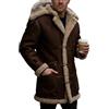 Generic Giacca lunga da uomo in pelliccia sintetica foderata in shearling in finta pelle taglie forti