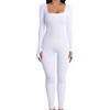 Generic Tuta da yoga da donna, a maniche lunghe, scollo quadrato, tutina intera da donna, pagliaccetto a maniche lunghe