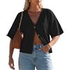 GRECERELLE Cardigan estivo da donna, leggero, a maniche corte, con scollo a V, bolero, casual, coprispalle lavorato a maglia, con bottoni, per donne UK
