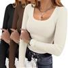 Ekouaer Donna Maglie Maniche Lunghe Camicie Termiche 1&3 Pack | Maniche lunghe con scollo a U, tessuto morbido, molto elastico e versatile da abbinare