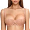 DOBREVA Donna Reggiseno Balconcino Push Up Imbottito | con Ferretto, Pizzo, Taglie Forti