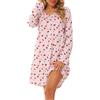 MIA LUCCE Camicia da notte da donna a maniche lunghe, con stampa a cartoni animati, morbida biancheria da notte per abito da salotto