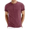 Hisir Camicia Henley Uomo Estate Classica Cotone Manica Corta Button Down Camicia Casual Uomo Camicie