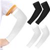 Telooco 2 Paia Manicotti Pallavolo Ragazza Bambini Manicotti di Protezione Solare Maniche Anti-UV Compresse in Seta di Ghiaccio Compressa per Bambini Ragazzi Ragazze (Nero, Bianco)