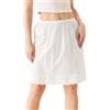 BEAUTELICATE Sottogonna Donna in 100% Cotone Corta per Gonna Antistatico Sottoveste con Pizzo per Abito Trasparente Avorio