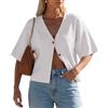 GRECERELLE Cardigan estivo da donna, leggero, a maniche corte, con scollo a V, bolero, casual, coprispalle lavorato a maglia, con bottoni, per donne UK