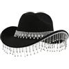 FQLGJMY Cappello da Cowgirl Western in Feltro per Donna con Visiera Larga Fascia di Strass e Frange con Borlate di Cristallo Perfetto per Festival di Musica e Feste da Disco