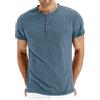 Hisir Camicia Henley Uomo Estate Classica Cotone Manica Corta Button Down Camicia Casual Uomo Camicie