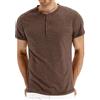 Hisir Camicia Henley Uomo Estate Classica Cotone Manica Corta Button Down Camicia Casual Uomo Camicie