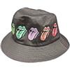 Rock Off officially licensed products The Rolling Stones Bucket Hat Multi Tongue Pattern Nuovo Ufficiale Unisex Grigio
