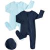 WYTbaby 2 pigiami neonato cotone zip piedini 0-18 mesi | Cotone 95% con elastan, doppia zip, piedini antiscivolo e coprimani per bebè.