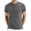 Hisir Camicia Henley Uomo Estate Classica Cotone Manica Corta Button Down Camicia Casual Uomo Camicie