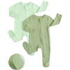 WYTbaby 2 pigiami neonato cotone zip piedini 0-18 mesi | Cotone 95% con elastan, doppia zip, piedini antiscivolo e coprimani per bebè.