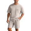 Generico 2026 Waffle Completo Estivo Uomo 2 Pezzi - Tuta Uomo Estiva Casual per Spiaggia Completi da Ginnastica T Shirt Manica Corta + Pantaloncini Set Leggera Tute Sportivi Magliette S-4XL