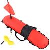 Yusat Pallone di Segnalazione Subacquea con Torpedo di Gonfiaggio e | Costruzione in Nylon TPU, 33,5x7,9 Pollici Gonfiato, 3 Vani per Fucile Subacqueo, 5 Anelli a D, Corda da 20 M inclusa.