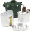 XUXHOU Set Borraccia da Campeggio in Alluminio, Kit Gavetta con Tazza e | Struttura in Lega Durevole, Tazza con Manico Pieghevole, Conservazione Impilabile, Custodia in Tela con Tracolla per Picnic