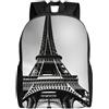 Tamiger Zainetto da campeggio nero con stampa Torre Eiffel Parigi | Zaino da viaggio leggero unisex per uso quotidiano, lavoro, viaggi di lavoro, sport, adatto sia
