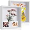 MUUKAIII 2pcs Cornice portafoto 3D Bianca 25 x 25 cm - Cornice Profonda per Oggetti - per Foto Bouquet di Nozze e Decorazioni Fai da T