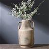 KRYSTHIA Vaso da fiori in ceramica con manici, grande vaso decorativo in terracotta, vasi rustici vintage per soggiorno, cucina, camera da letto, ufficio, tavolino da caffè, 28 cm (marrone)