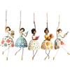 QUNZIDRESS Vintage Whimsical Dancing Lady Appeso Ormamentale, Decor Bambola Appesa | Figura Donna Danzante Stilizzata con Abito Floreale e Gambe Penzolanti, Decor Vintage per Finestra, Casa e Giardino