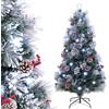 COSTWAY Albero di Natale 150/180 cm, Luci LED e Fibre Ottiche | Albero Natale con 8 Modalità di Illuminazione, 170/220 Rami, Ago di Pino, Bacche Rosse e Pigne, da Casa e Negozio