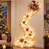 HshDUti Decorazione natalizia magica della parete della traccia LED della cascata | Decorazione natalizia da parete, Babbo Natale, slitta e renna, da appendere, effetto neve a cascata, per la casa, da parete