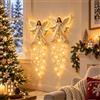 Generic Decorazione da parete natalizia a forma di angelo, bianca, 2 pezzi | Starglow - Angelo natalizio a cascata con luce luminosa, per camera da letto, soggiorno, corridoio, ingresso, da appendere
