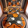 Loussiesd Set di biancheria da letto per pallacanestro 3D con palline sportive per ragazzi e ragazze, bambini, adolescenti, giocatore di pallacanestro, colore arancione, nero, copriletto matrimoniale