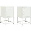 vidaXL Comodini 2 pz Bianchi 36x39x60,5 cm in Acciaio, armadietto, armadietto Laterale, mobili per Camera da Letto, Comodino, armadietto per Letto