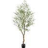 FEELEAD Albero di ulivo finto da 1,8 m, grandi ulivi artificiali per interni, con tronco in legno naturale e foglie realistiche, albero di ulivo artificiale alto con vaso, per casa, ufficio, soggiorno