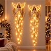 Generic Decorazione da parete natalizia a forma di angelo, 2 pezzi, colore: beige | Starglow - Angelo natalizio a cascata con luce luminosa, per camera da letto, soggiorno, corridoio, ingresso, da appendere