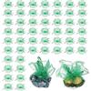 BIVYAX 50 Sacchetti Organza Rotondi in Tulle per Confetti Glitterato, Colore Verde Scuro, Diametro 26 cm, con Nastrino, Ideali per Bomboniere, Matrimoni, Battesimi, Comunioni e Regali Ospiti