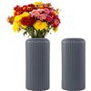 Fyfjur Vaso per fiori, 2 vasi in plastica per fiori, a righe, grigio (20 x 10 cm) | Moderno, resistente, per soggiorno, ufficio, decorazione per matrimoni