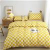 Lunoroey Set Copripiumino King Size Giallo Luminoso E Bianco A Scacchiera A Quadri Plaid Geometrico In Microfibra Morbido Leggero Per Tutte Le Stagioni