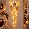 Generic Decorazione da parete natalizia a forma di angelo, colore beige, 1 pezzo | Starglow - Angelo natalizio a cascata con luce luminosa, per camera da letto, soggiorno, corridoio, ingresso, da appendere