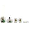 MSV - Set da bagno composto da 5 accessori da bagno in ceramica Lingga, dispenser di sapone, spazzola WC, portasapone e bicchiere porta spazzolini, colore: Bianco