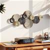 HOMCOM Arte murale 3D metallo cerchio mod. appeso casa Khaki Nero Oro | Sculture da parete, soggiorno, camera da letto, sala da pranzo