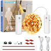 WOBANE Illuminazione per scale con 2 rilevatori di movimento, nastro LED ricaricabile da 5 m, flessibile, con batteria, sensore LED, luce bianca calda, camera da letto, 2700 K