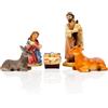 Generico Set MINI Natività 5 pz da h. 7 cm Presepe Statuine in Resina Classica con 5 soggetti Idea Regalo Personaggi Giuseppe Maria Gesù Bambino Asinello Bue Sacra Famiglia Grande